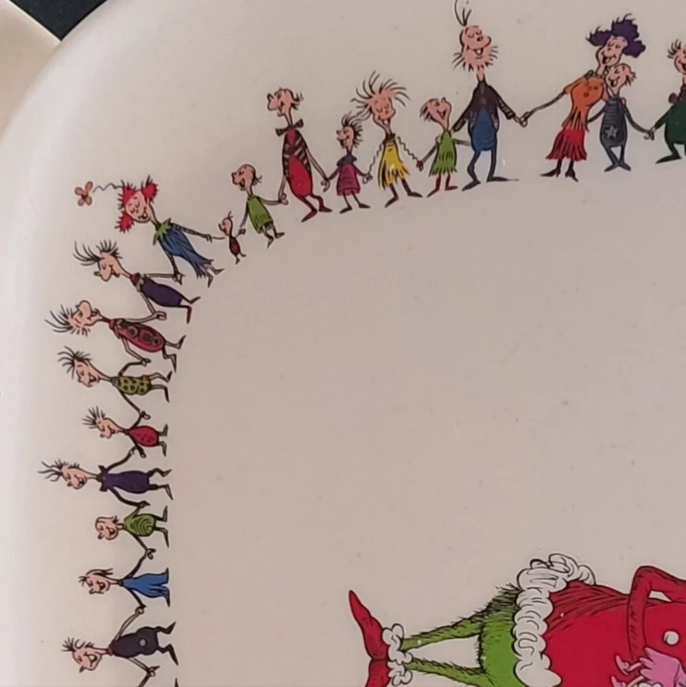 4pc Dr. Seuss GRINCH Who STOLE Christmas Square Melamine Plate Set NEW